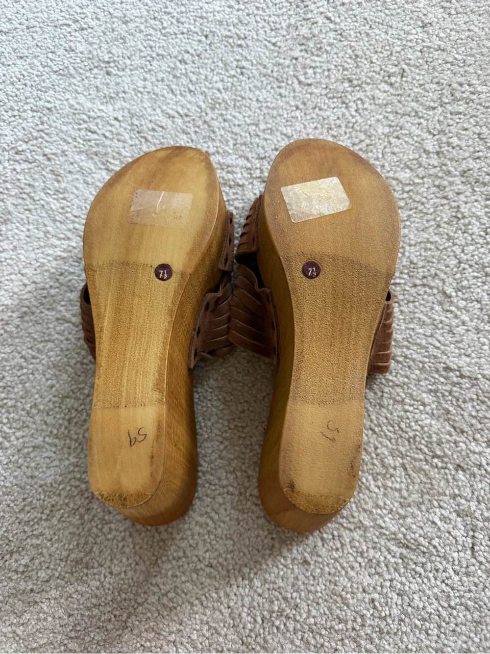 Seychelles Brown Woven Suede Slide Wedges
